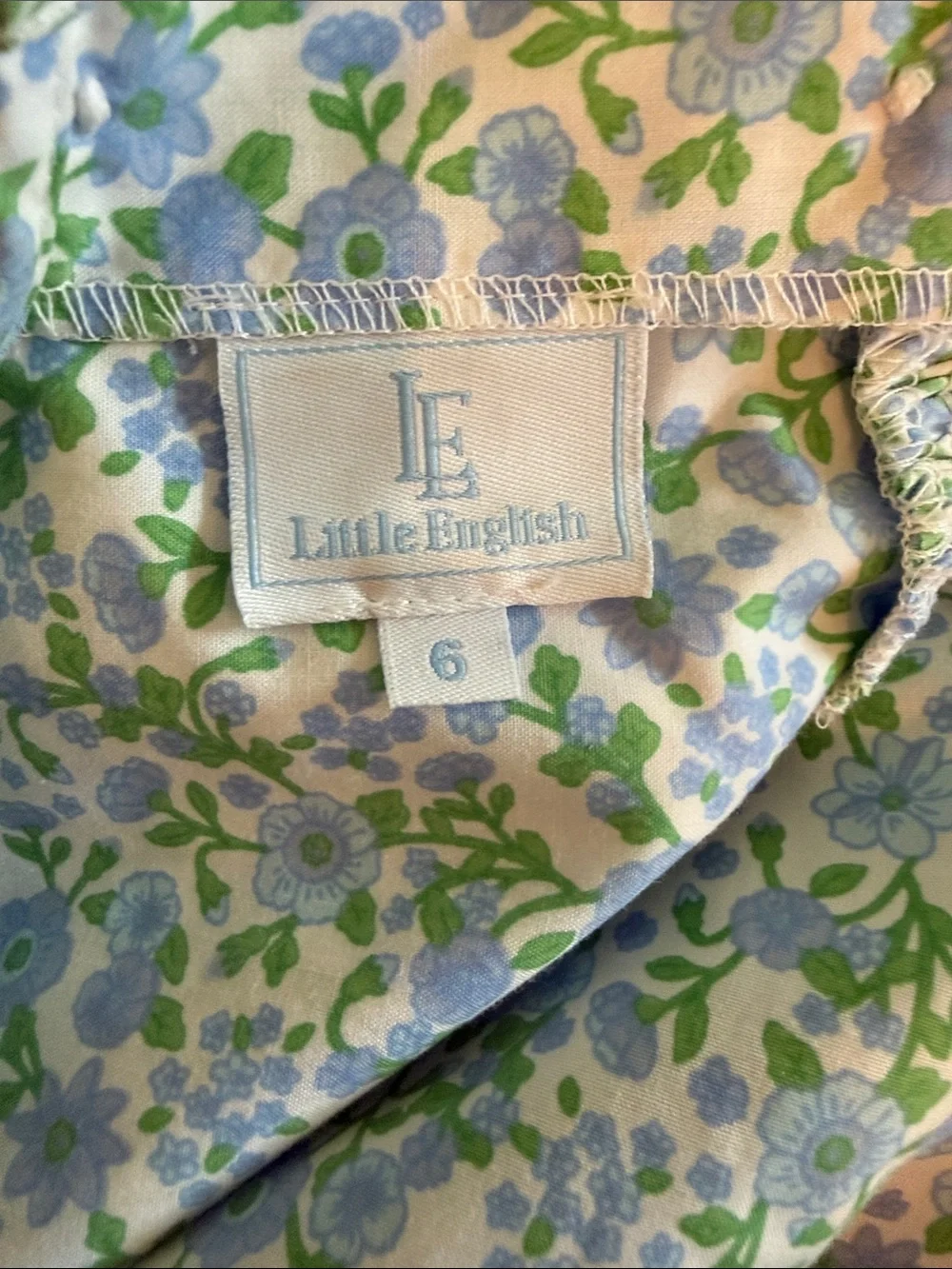 Little English Blue & Green Floral Ruffle Dress